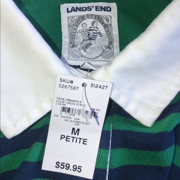 Navy and Green Long sleeve Striped Rugby Top - Picture 4 of 4